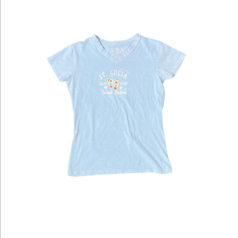 Light Blue St. Lucia Womens T-Shirt Medium